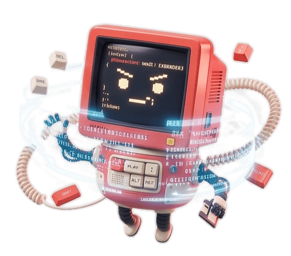 ASCA Tech mascot — Retrobot, a friendly retro CRT computer character