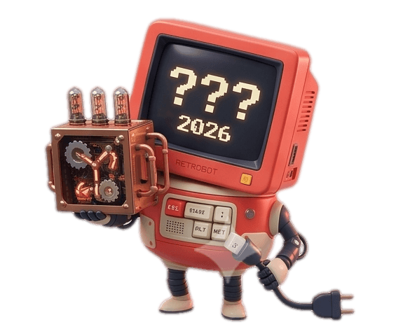 ASCA Tech mascot — Retrobot, a friendly retro CRT computer character