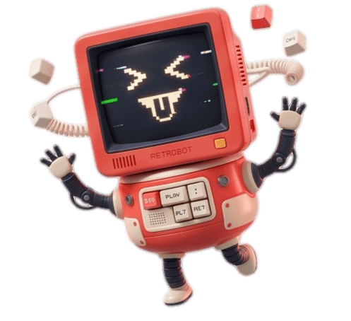 ASCA Tech mascot — Retrobot, a friendly retro CRT computer character