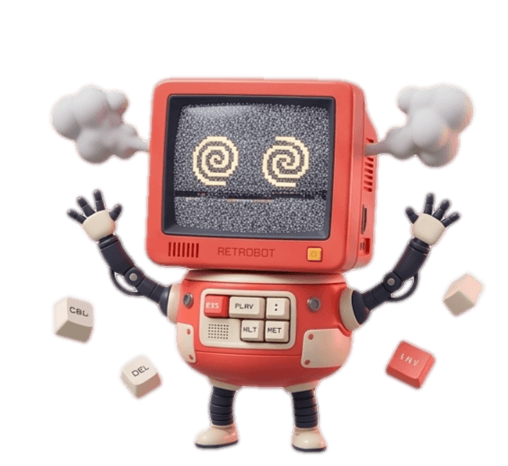 ASCA Tech mascot — Retrobot, a friendly retro CRT computer character