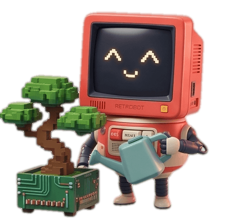 ASCA Tech mascot — Retrobot, a friendly retro CRT computer character