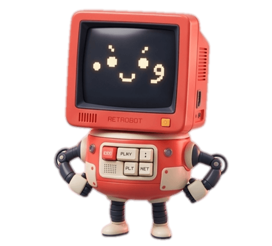 ASCA Tech mascot — Retrobot, a friendly retro CRT computer character