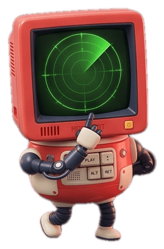 ASCA Tech mascot — Retrobot, a friendly retro CRT computer character