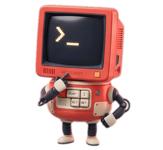 ASCA Tech mascot — Retrobot, a friendly retro CRT computer character