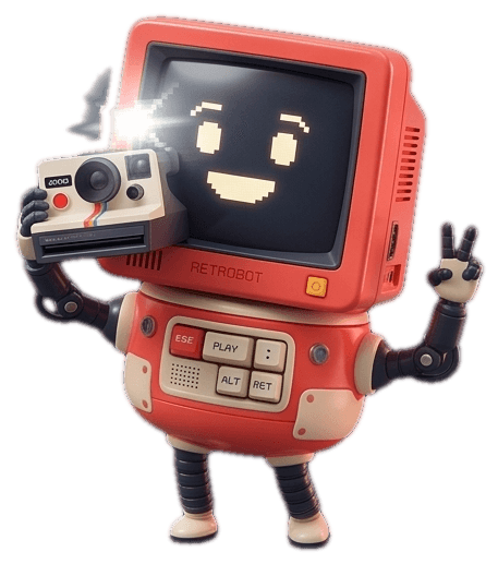ASCA Tech mascot — Retrobot, a friendly retro CRT computer character