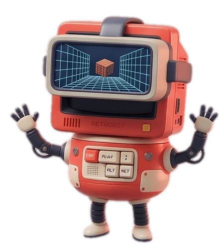 ASCA Tech mascot — Retrobot, a friendly retro CRT computer character