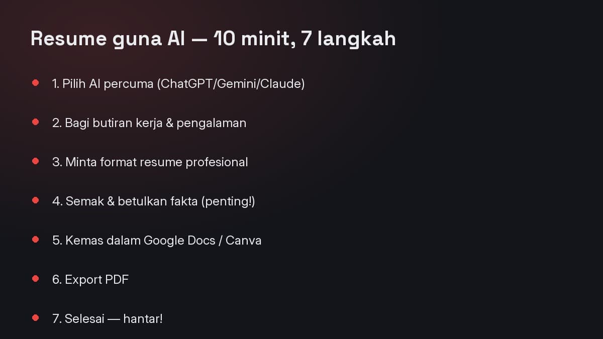 7 langkah buat resume AI dalam 10 minit